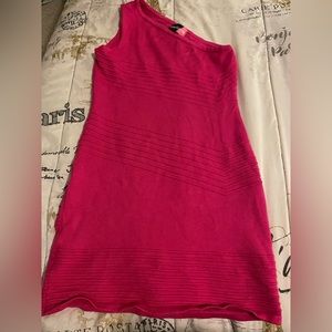 Hot Miami style pink one shoulder knit dress